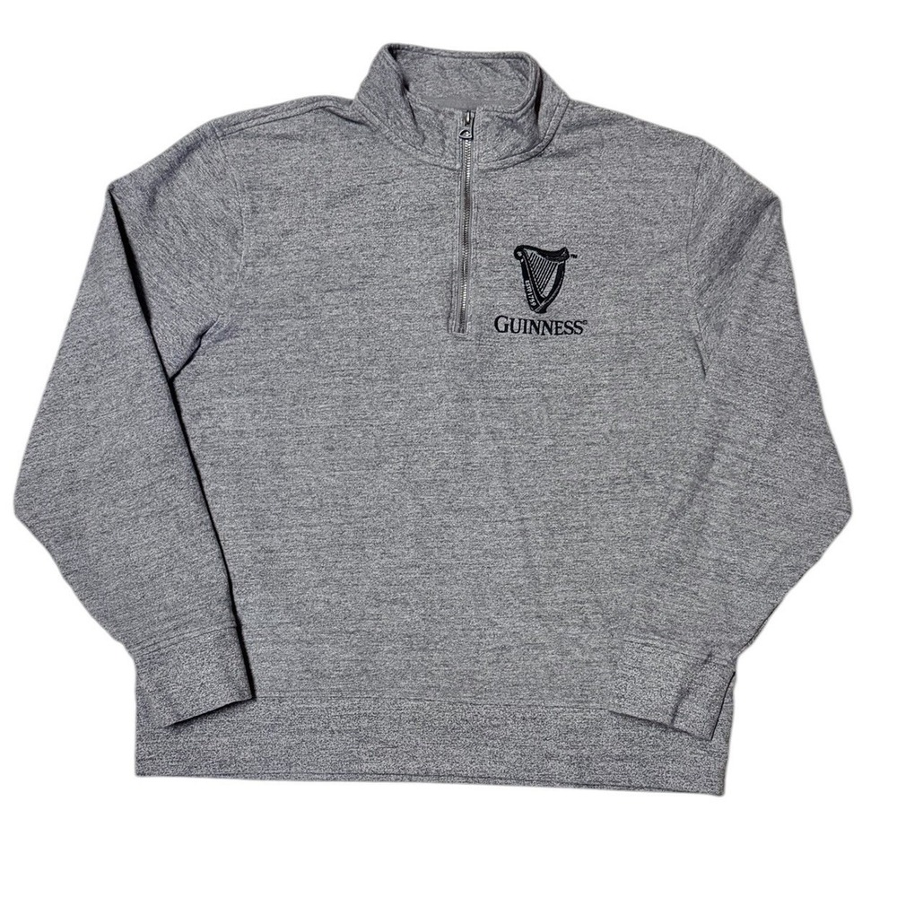 Guinness Pullover Sweatshirt 1/4 Zip Lucky Brand Gray Men's Size XL 7M72323